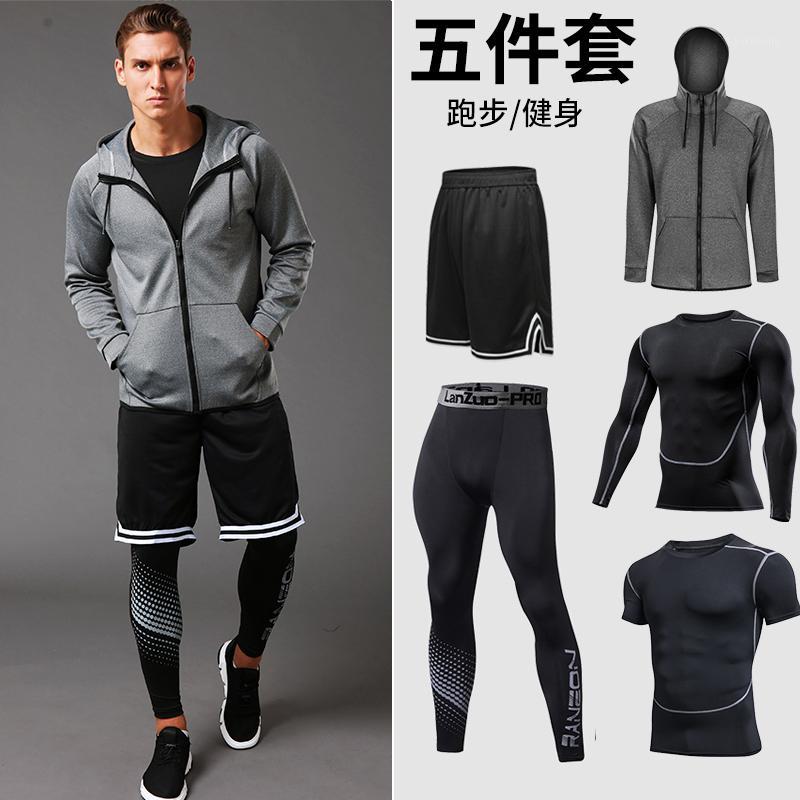 

5 Pcs/Set Men's Tracksuit Gym Fitness Compression Sports Suit Clothes Running Jogging Sport Wear Exercise Workout Tights1, 65hei71093