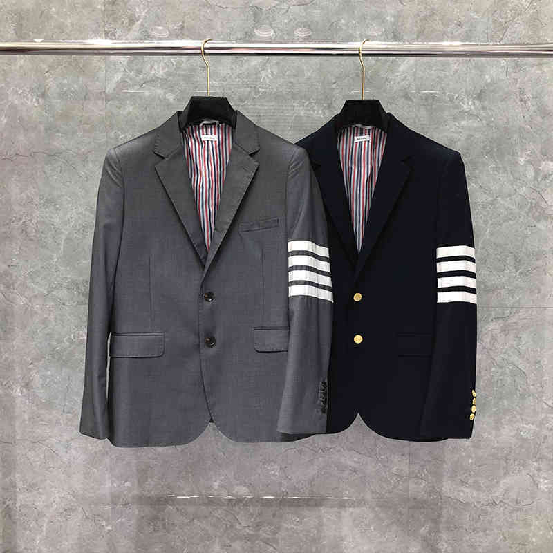 

Tb Thom Male Suit Spring Autunnm Man Jacket Fashion Brand Blazer Classic White 4-bar Shirt Custom Wholesale Formal, Grey