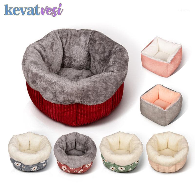 

Dog Cat Bed Mat Summer Soft Corduroy Lattice Dog Sofa Polygon Cat House Oxford Bottom Nonslip Waterproof Pet Supplies Nest1, Red flower