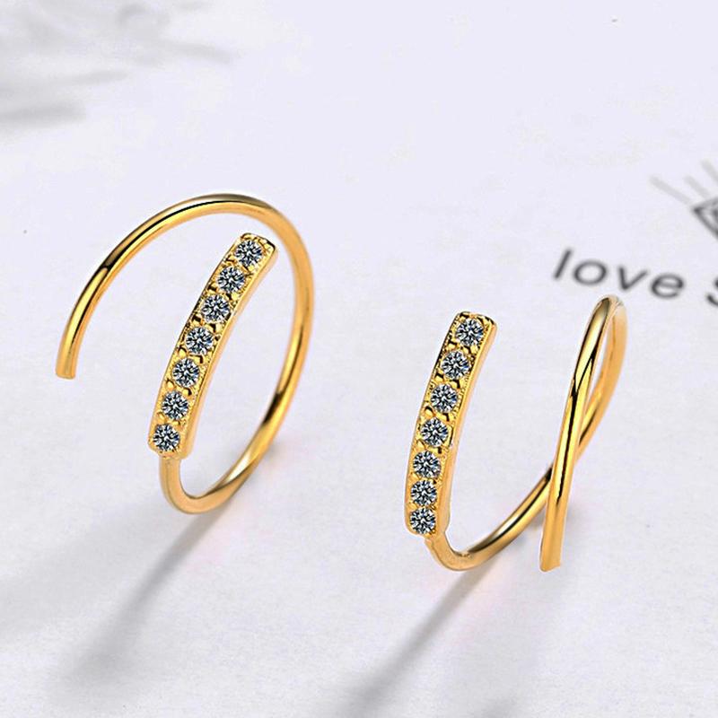 

Cuff Hoop Earrings Bohemia Thin Earring Stud Crystal Wave Earring For Lady Girls Simple Pierce Ear Jewelry White/Golden