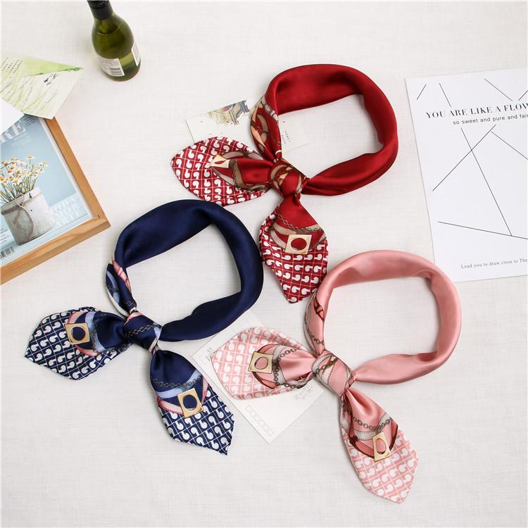 

70cm Fashion Kerchief Women Hair Scarf Silk Satin Headband Cute Hijab Scarf Female Small Shawl Bandana Head Bag ScarfsFor Ladies