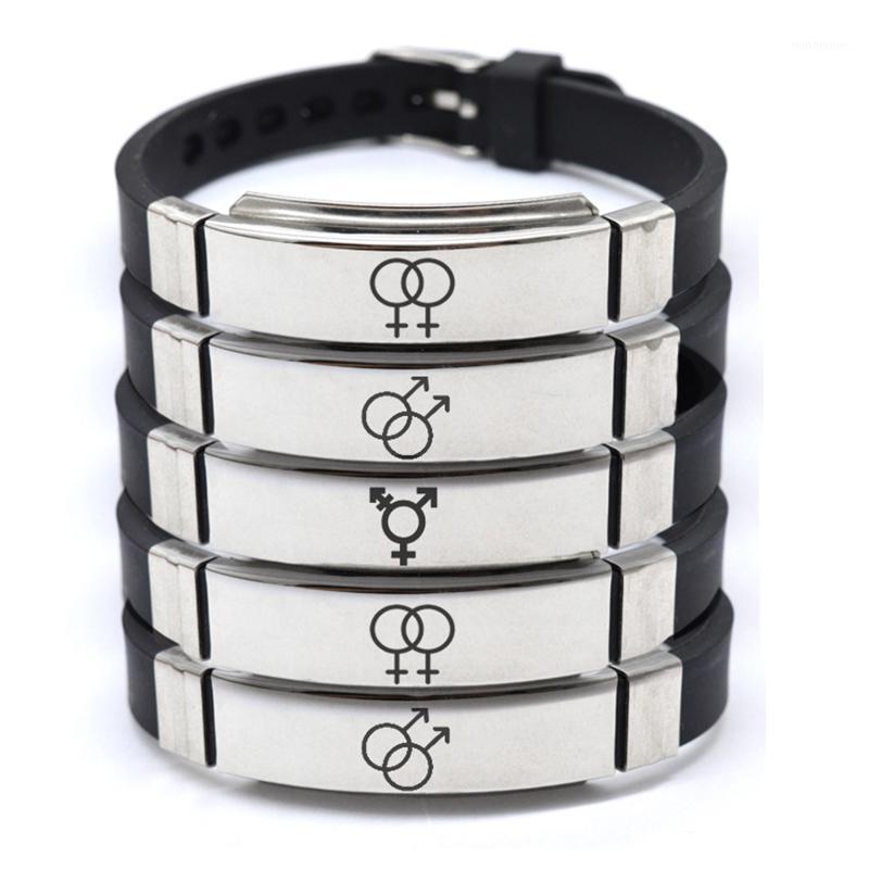 

Gay Pride Stainless steel Silicone Bracelet Jewelry Charm Accessories Bracelet For Gay Bangles1