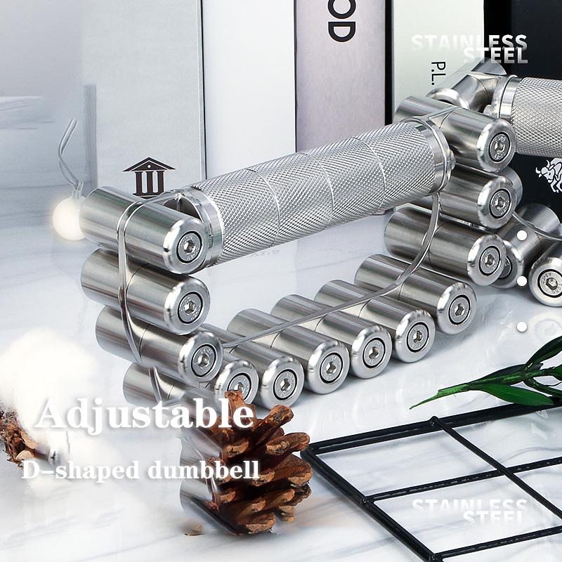 

304 stainless steel household fitness equipment D-type adjustable boxing dumbbell, Red