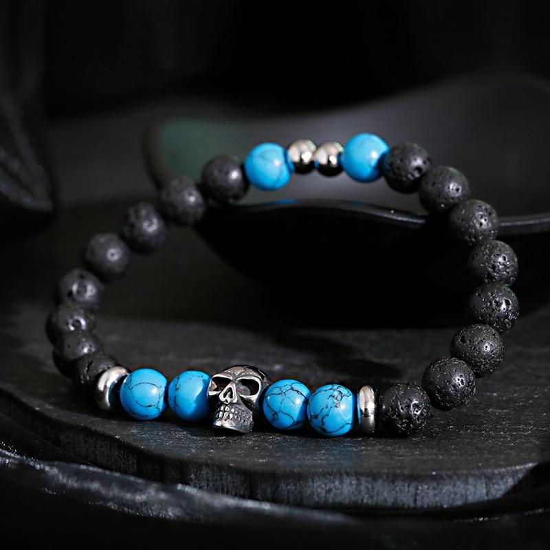 

Charm Beaded Bracelet For Men Pulseira Masculina Trendy Turquoises Stone Lava Beads Bracelets