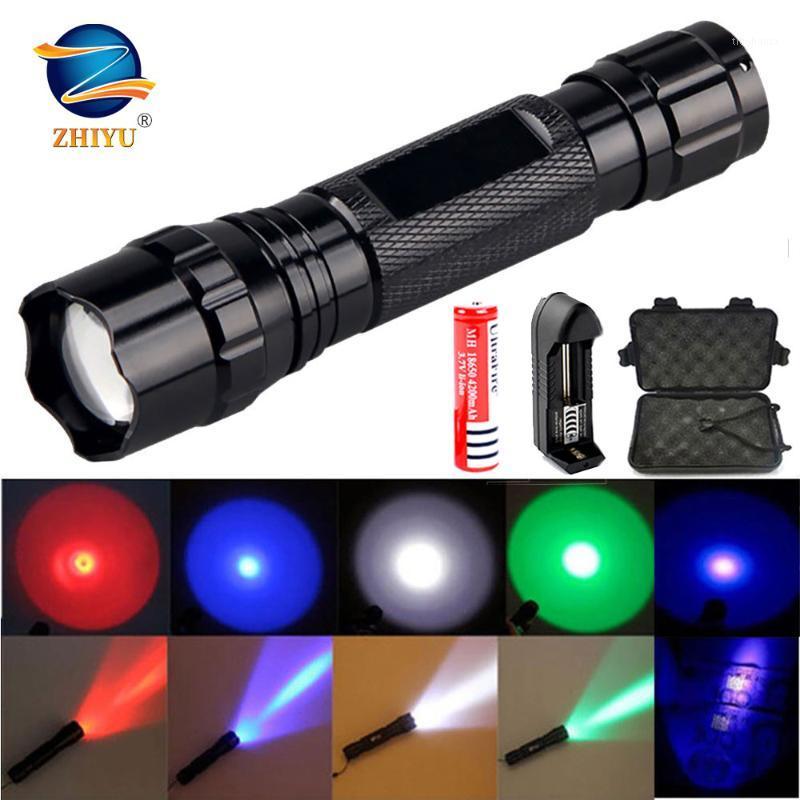 

ZHIYU 18650 LED Tactical T6 Zoom Lamps White Red Blue Green Purple Lights Torch Camping Hunting Outdoor Lantern Lamp1