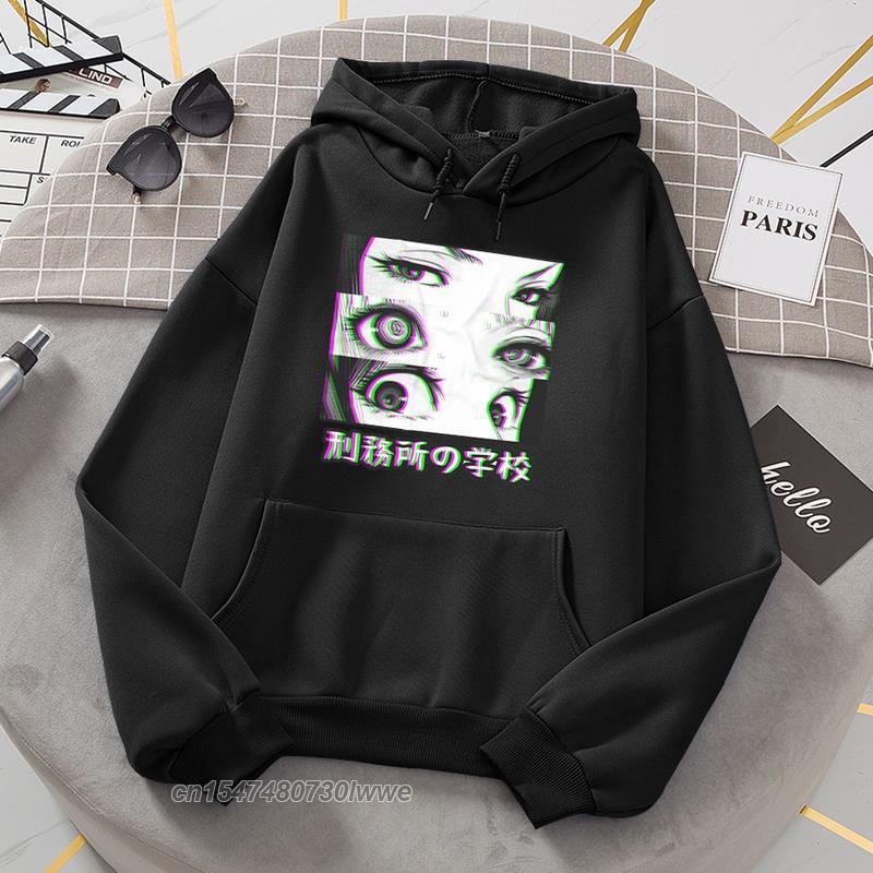 

Men's Hoodies & Sweatshirts Japan Anime Aesthetic Male Hoodie Prison School Eyes Sad Mens Sportswear 2022 Arrive Homme Clothes Funny Streetw, Black