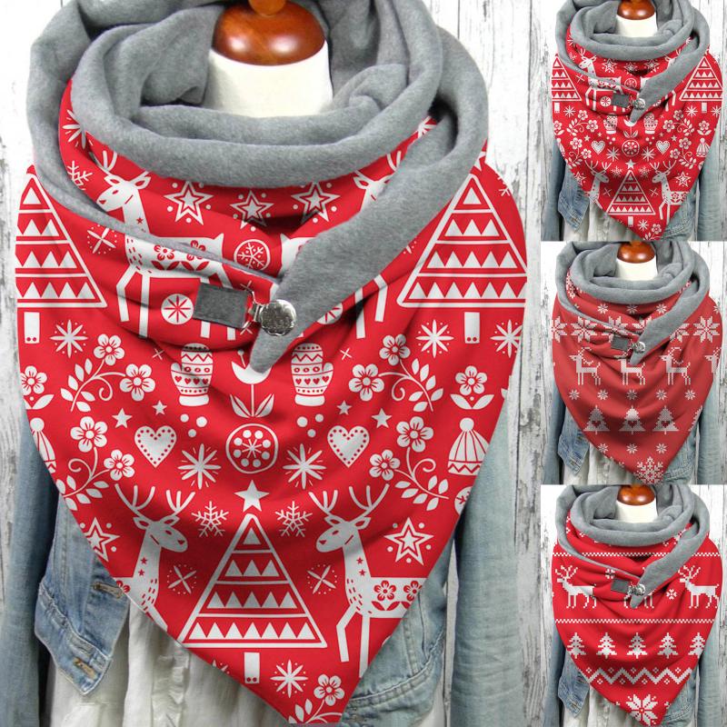 

Fashion Winter Women Christmas Print Button Soft Wrap Casual Warm Scarves Shawls spring neck bandana hijabs stoles
