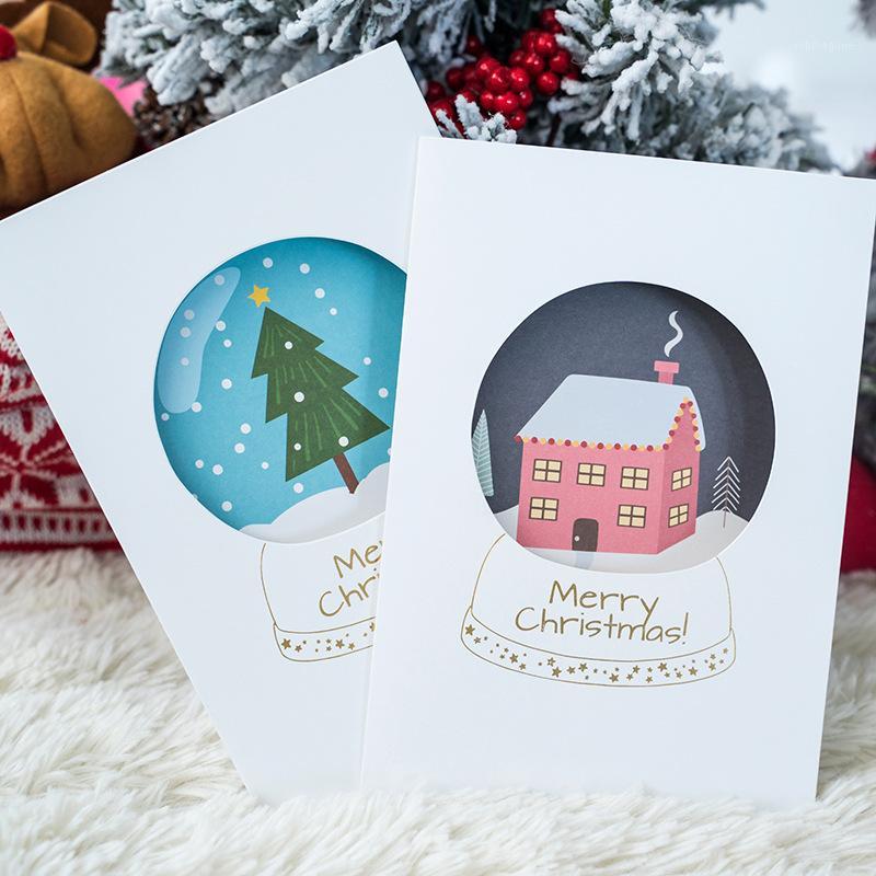 

2sets Cartoon Snowman Greeting Card Envelope Santa Claus Merry Christmas Folding Gift Card Party DIY Xmas Paper Blessing1