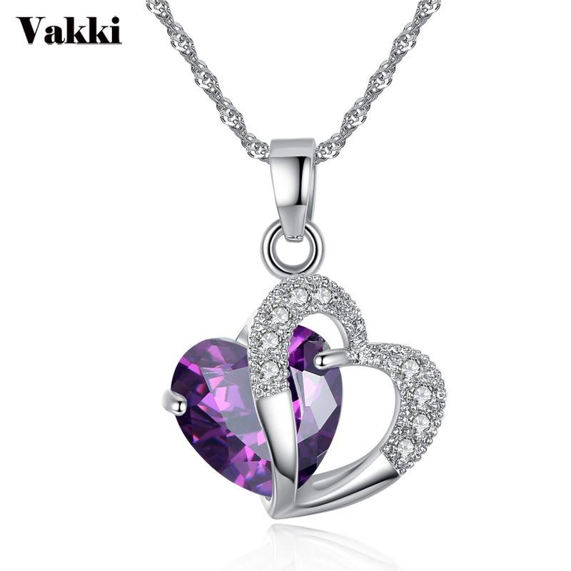 

2020 Sell Like Hot Cakes 6 Colors Top Class Lady Fashion Heart Pendant Necklace Crystal Collares New Girls Women Gothic Jewelry
