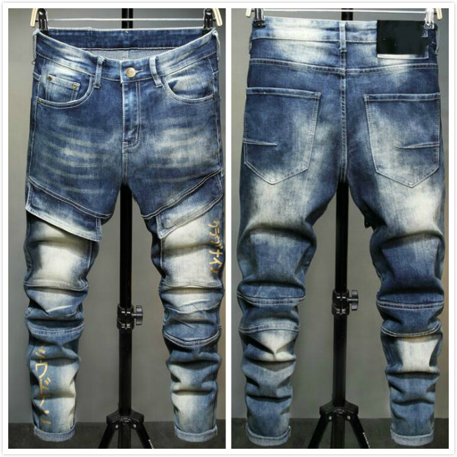 

21SS Men's France brand Designers Jeans Distressed Ripped Slim Fit Motorcycle Biker Denim pants Mens Leisure fashion high quality Jeans A86