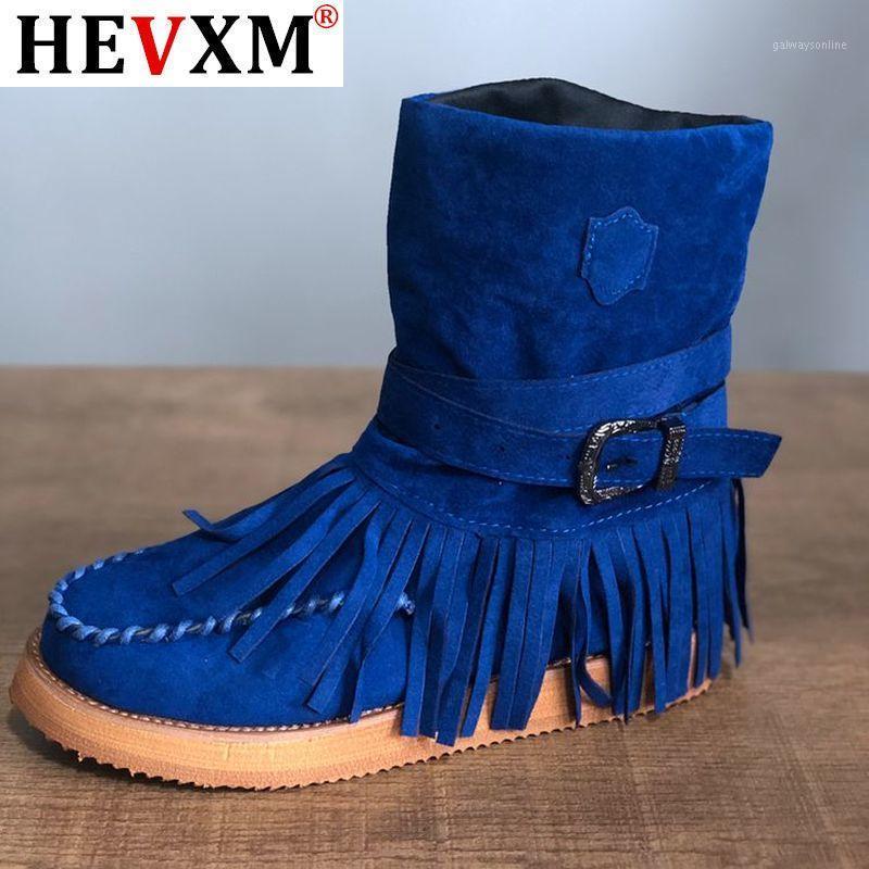 

Fringe Middle Boots Women Sexy Tassel Boots Fashion Buckle Motorcycle Flat Heel Boot Women Cowboy Style Bota Feminina1, Sky blue