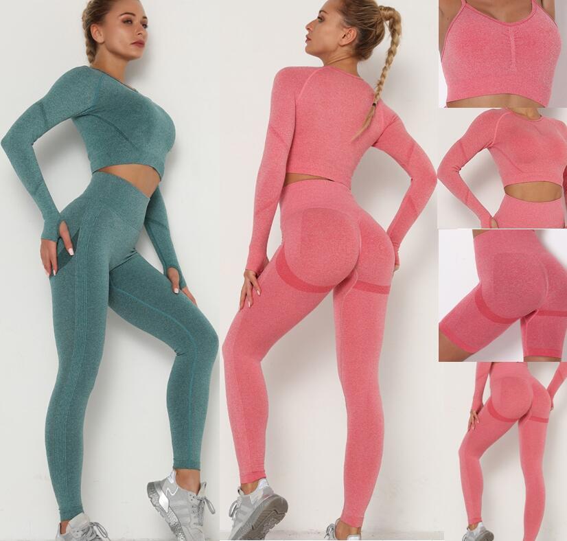 

Winter Fashion Designer Womens Cotton Yoga Suit Gymshark Sportwear Tracksuits Fitness Sports five Piece set 4PCS bra Leggings outfits spring, Pink-4pcs