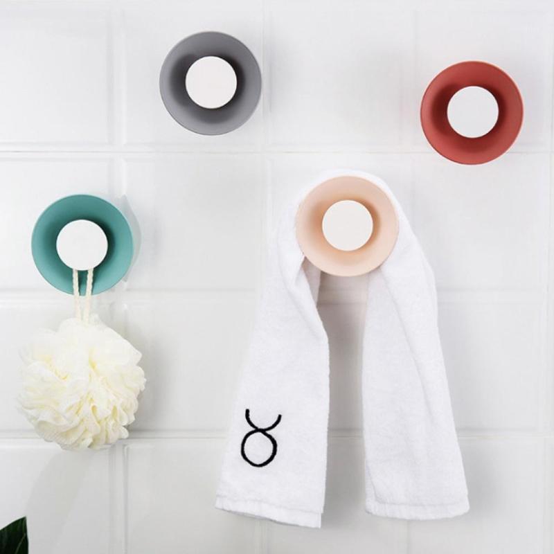 

Cute Round Trumpet Plastic Wall Decorative Hanger Clothes Hat Bag Sticky Hook Handbag Storage Holder1