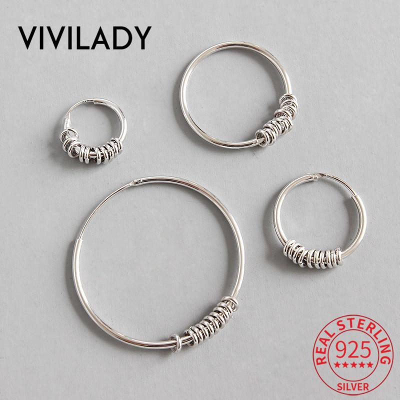 

VIVILADY Punk Tiny Round Real Sterling-925silver-jewelry Women Hoop Earrings Chic Circle Accessories For Female Jewelry Brincos