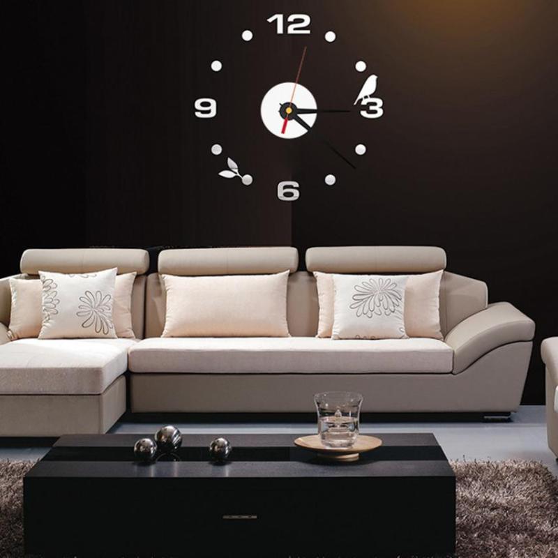 

DIY Large Wall Clock Home Office Room Decor 3D Mirror Surface Sticker august15