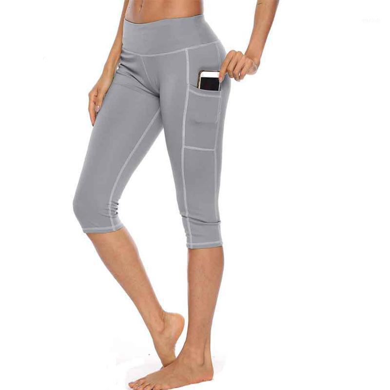 

Fashion New Women Yoga Pants Solid Color Quick Drying Fitness Pants Side Pockets Skinny Mid Waist Casual Outdoor Yoga1, Black