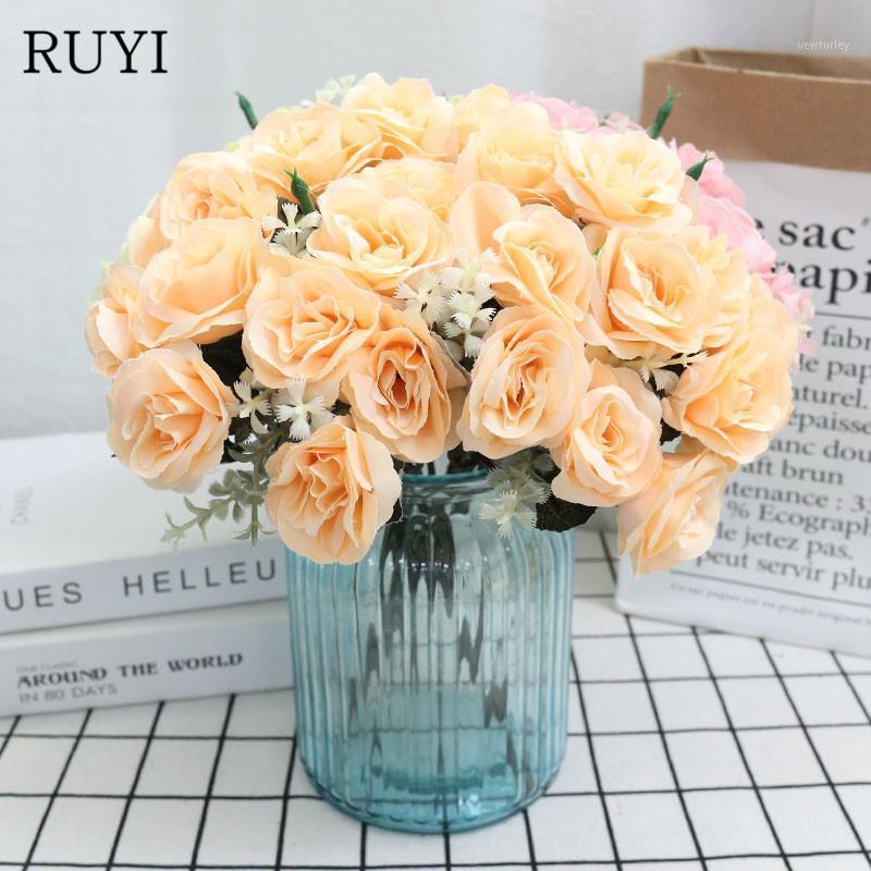 

1 Bunch 12 hesds Artificial silk French Rose Floral Bouquet Fake Flower Arrange Wedding Flowers Decor Party accessory Flowes1, 06