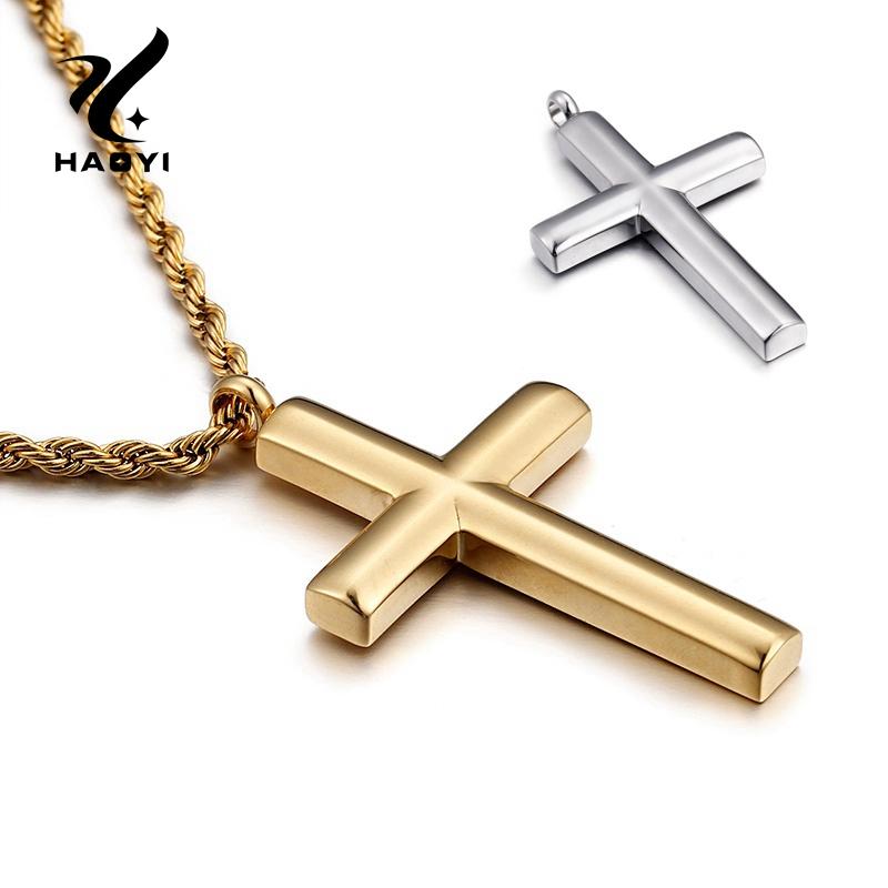 

High Polished Gold/Silver color Cross Pendant Necklace For Unisex Men Women Stainless Steel Classic Cruz Pendant Necklaces