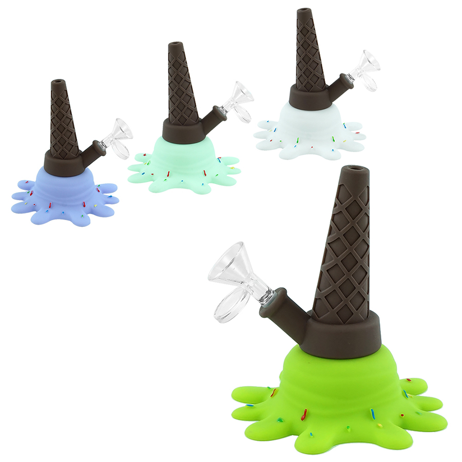 

Free shipping!!ice cream water pipe silicone bong oil rig bong smoking pipe Dab Rig with glass bowl 598278102