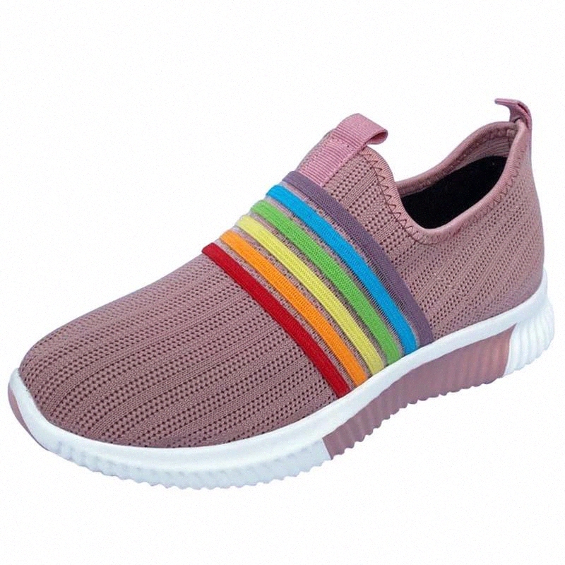 

Casual Shoes Female Ladies Flats Vulcanized Shoes Canvas Stretch Fabric Sneakers Women Shoes Stripe Woman Platform Lace Up #yK2N