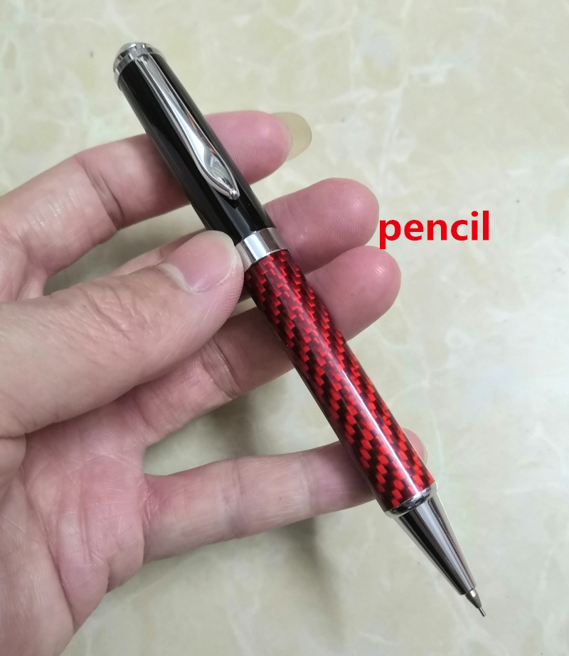 

high quality red - Black - Blue - white Carbon fibers 2B Mechanical Pencil office stationery Erasable Promotion pens For birthday Gift