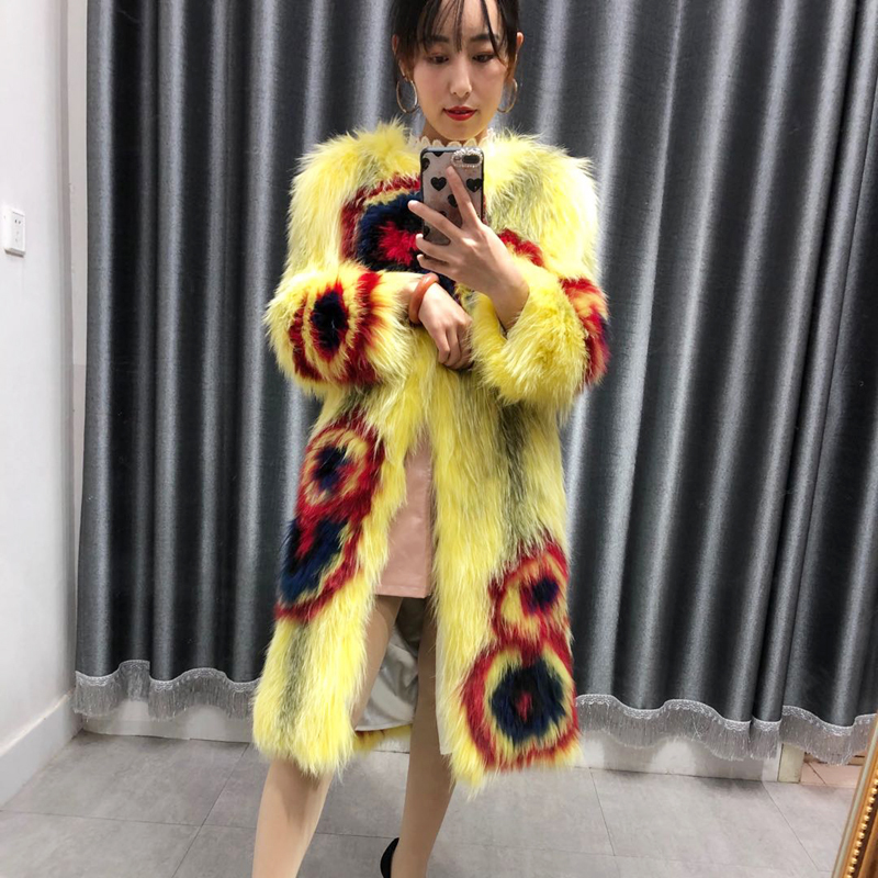 

Fox Real Fur Coat with Raccoon Paragraph Long Woven Braids Popular Female Skin Pattern Outerwear Jqur, Photo color