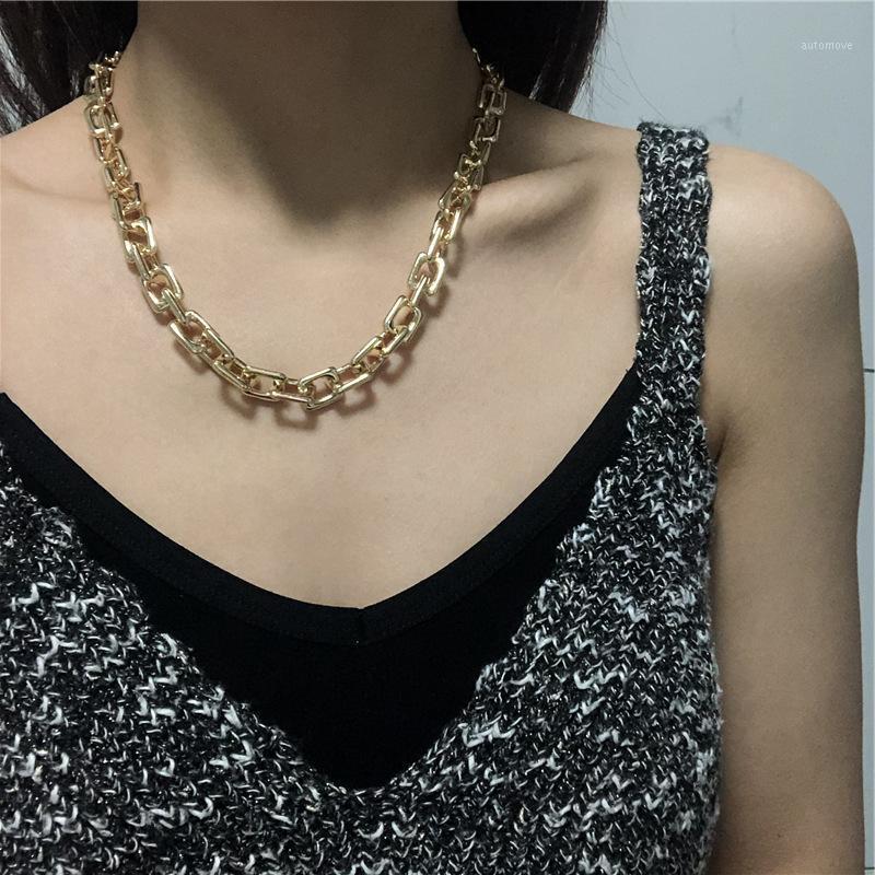 

Hiphop Ins Big Chains Chokers Necklaces for Women Geometric Square Chain Statement Necklace Goth Jewelry Female Chunky Bijoux1