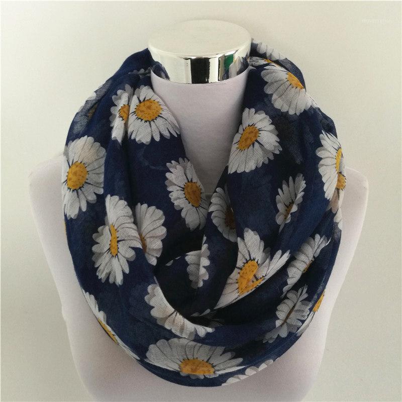 

new chrysanth scarves viscose women Infinity Scarf Snood hijab daisy Scarf trumpet flower long hot sale floral bandana1