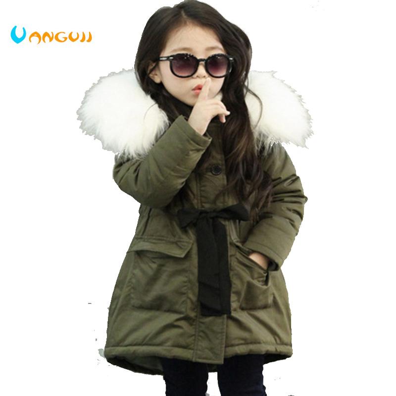 

Korean Brand Girls Coats And Jackets Kids Faux Fur Collar Coat For Baby Girl Children Winter Outwear For Girls 3-11 years old, Green