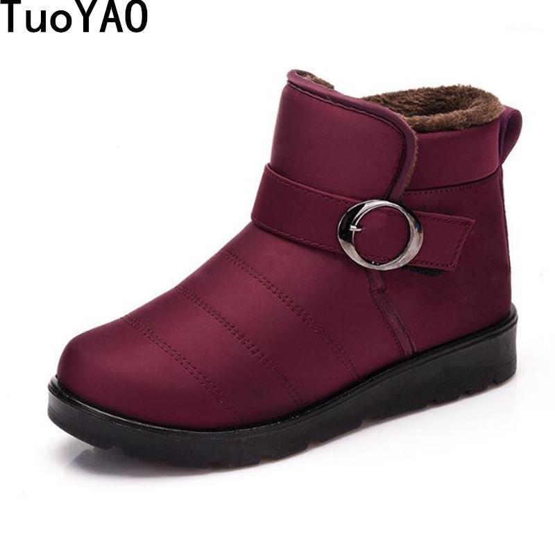 

Boots Winter Women Keep Warm Snow Waterproof Ankle Botas Mujer Slip-On For Woman Platform Mother Black Casual1, Dark red a