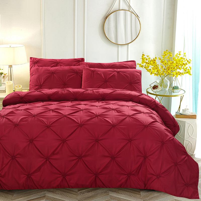 

Hot Sale Bedding 4-piece Set Handmade Plain Color Including Quilt Cover and Pillowcase Bed Set Queen Size, Color 1