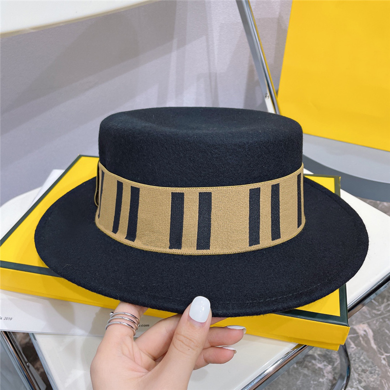 

Luxury Designers Wool Hat Brand Classic Letters High Quality Fashion Bucket Hat Black Fedora Hats For Women Flat Wool Fitted Caps, Blue;gray