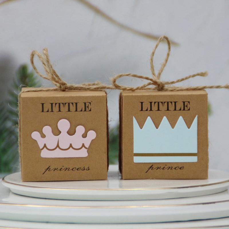

50Pcs/Pack Kraft Paper Candy Box Baby Shower Gifts For Guests Birthday Party Babyshower Boy Girl Gift Bag Party Supplies