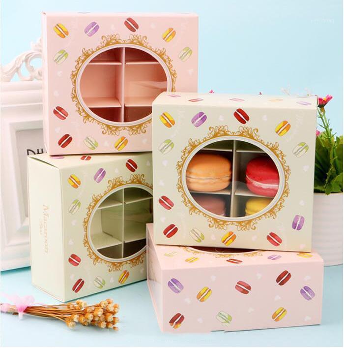 

30pcs Round Clear Window Macaron Box Baking Mini Cake Packaging Box Pink Green Paper Gift1