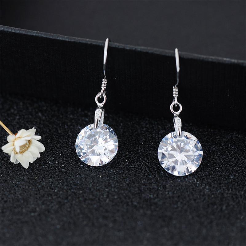 

Real 925 Sterling Silver Women Dangle Earrings 3 Colors High Quality Shining Big Zircon Drop Earrings Hot Selling Jewelry