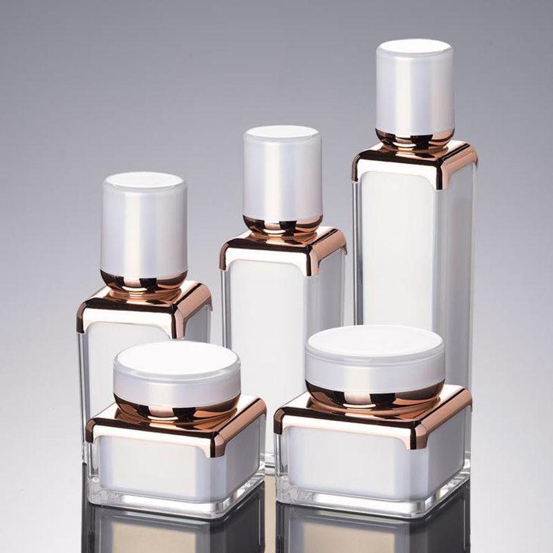 

15 30 50 30g 50g Pearl White ACRYLIC Square Shape Cream Bottle Jar Ml Lotion Essence Foundation Cosmetic Packaging perfume