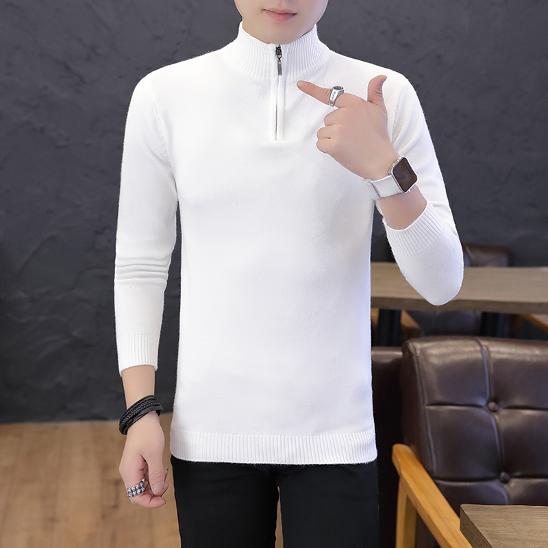 

2021 New Men's Blouse with Neck Pullover Sweater Jacket Pull Long Sleeve Clothes Man's Shirt Spring Autumn K271 RMOA, Black