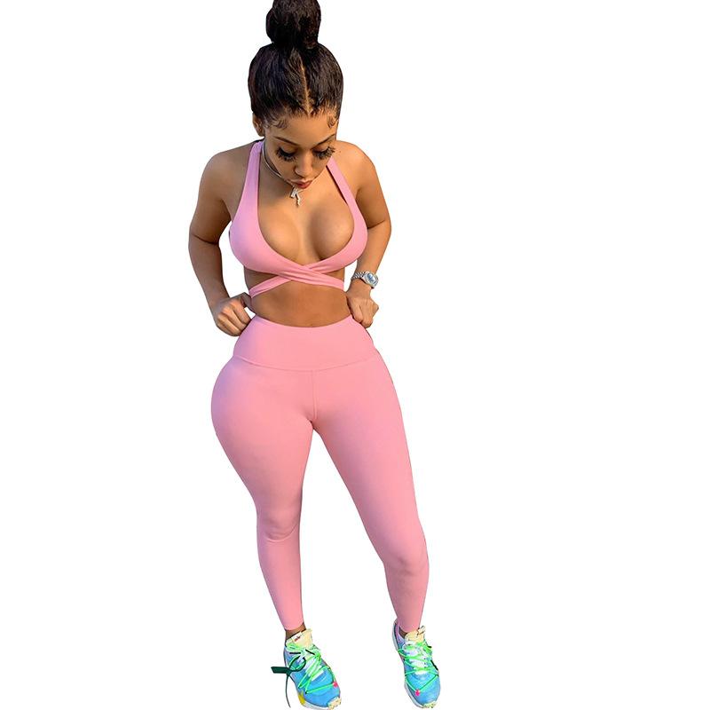 

Seamless Solid Yoga Set Women Gym Clothes Sexy Bra Crop Top Legging Pants Fitness Sportswear Running Workout High Elastic Suit, Pink set