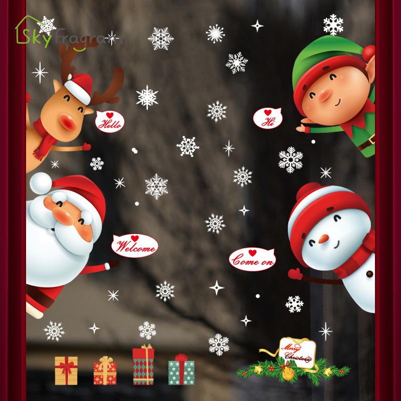 

Colorful Christmas stickers home decor window decoration cute Christmas decoration kids room wall house