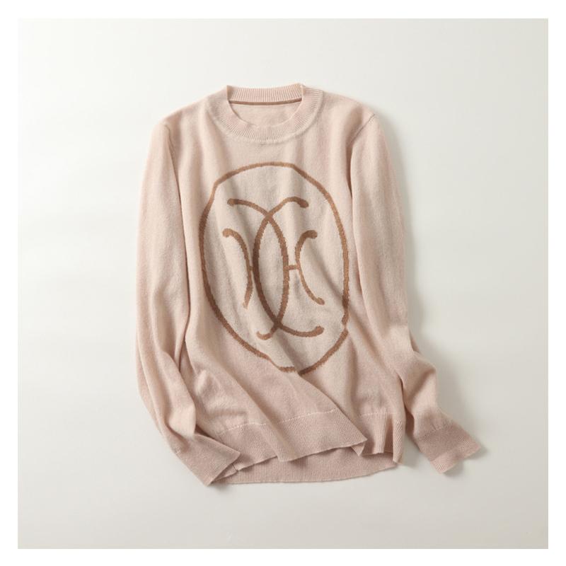 

high quality 100% cashmere knitted sweaters women fashion jacquard pattern jumpers long sleeve winter warm tops female, Gray