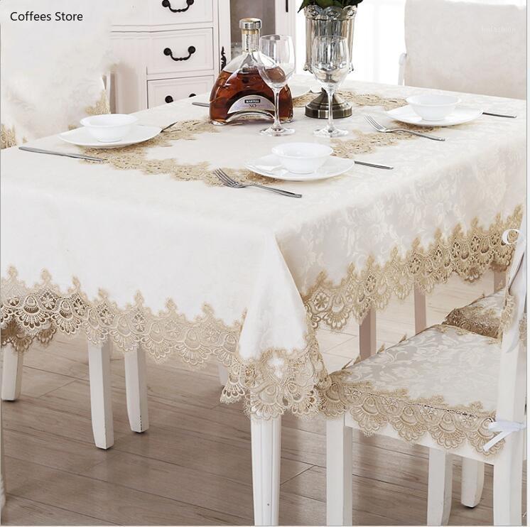 

Europe luxury embroidered tablecloth Water-soluble lace tablecloth coffee table cloth living room home soft 0021, As pic