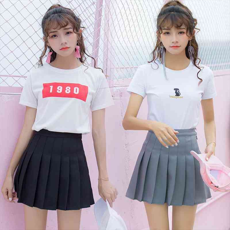 

womens high waist pleated skirt sweet lovely girl dance mini dress role play black white skirt fashion women miniskirt short