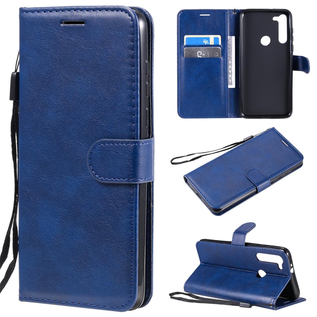 

For Motorola Moto G8 Power Solid Color Horizontal Flip Protective Leather Case with Holder Card Slots Wallet Lanyard