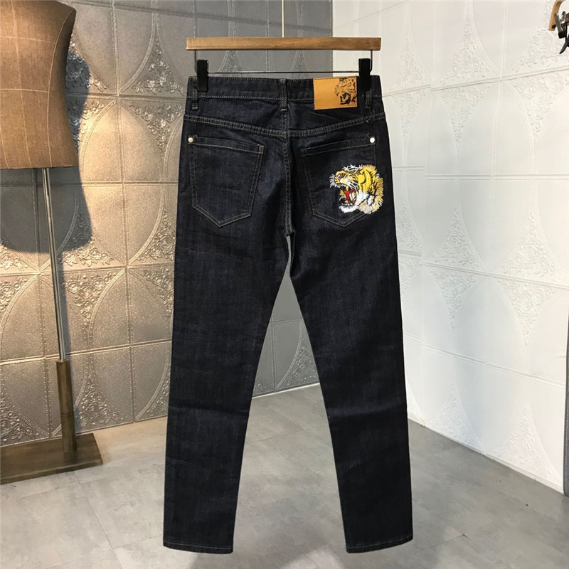 

2021 High New Vintage Morden Future Luxury Embroidered Tiger Jeans Cotton Denim Comfort Pants -38 # N403 ZFF5