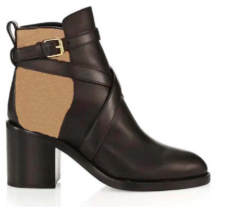 

2020 High Quality Womens Leather Shoes Lace Up Ribbon Belt Buckle Ankle Boots Factory Direct Female Rough Heel Round Head Size:35-41 01, #1