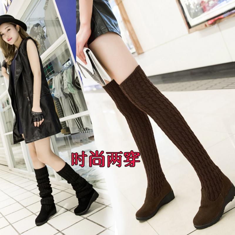 

New winter wool knee-high boots in the female two wear elastic thin boots with flat thin leg high1, See chart