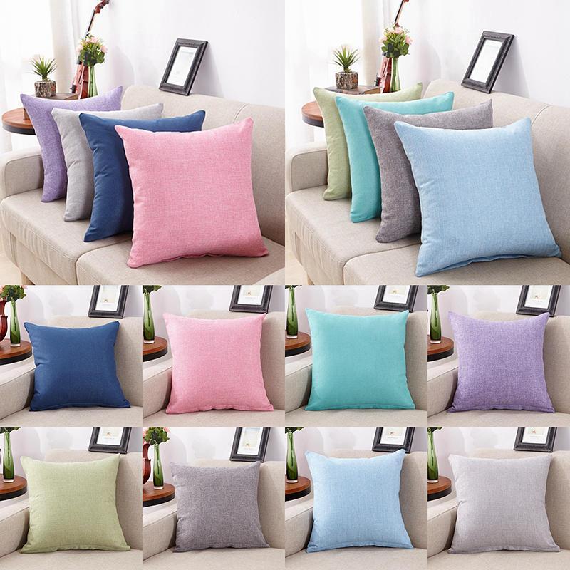 

Faux Linen Pillow Cover Solid Color Decorative Throw Cushion Cover Modern 40x40 Size Pillowcase for Cafe Sofa Pillow Case, Pink