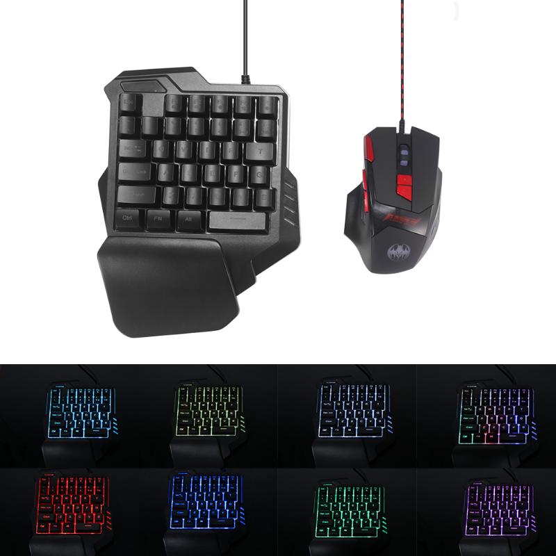 

Single hand One-Handed Gaming Keyboard 35 Keys RGB Backlit Portable Mini Gaming Keypad Mouse Set for PS4 for Xbox Gamer Win