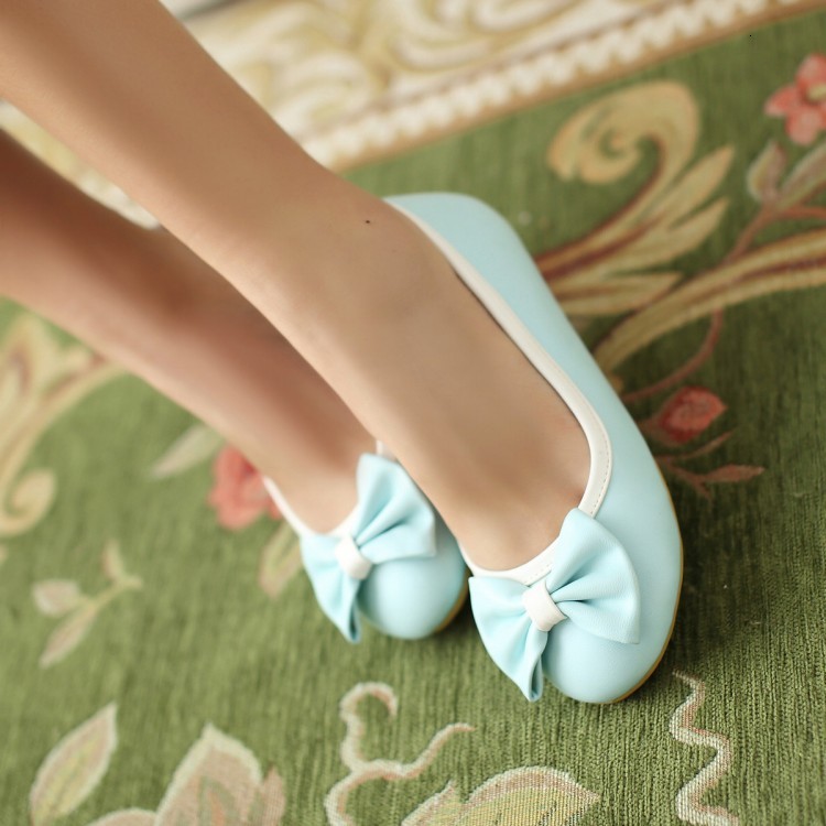 

2021 Single Spring New a Comfortable Flat Students Doug Pregnant Women Shoes Lady Obediently Bow C11U, Blue