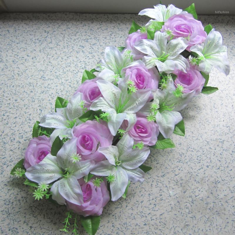 

10pcs/lot Wedding Road Lead Flowers Hydrangea Wedding Arch Flower Decoration Artificial Lily Rose Flower Wall Backdrop Decor1